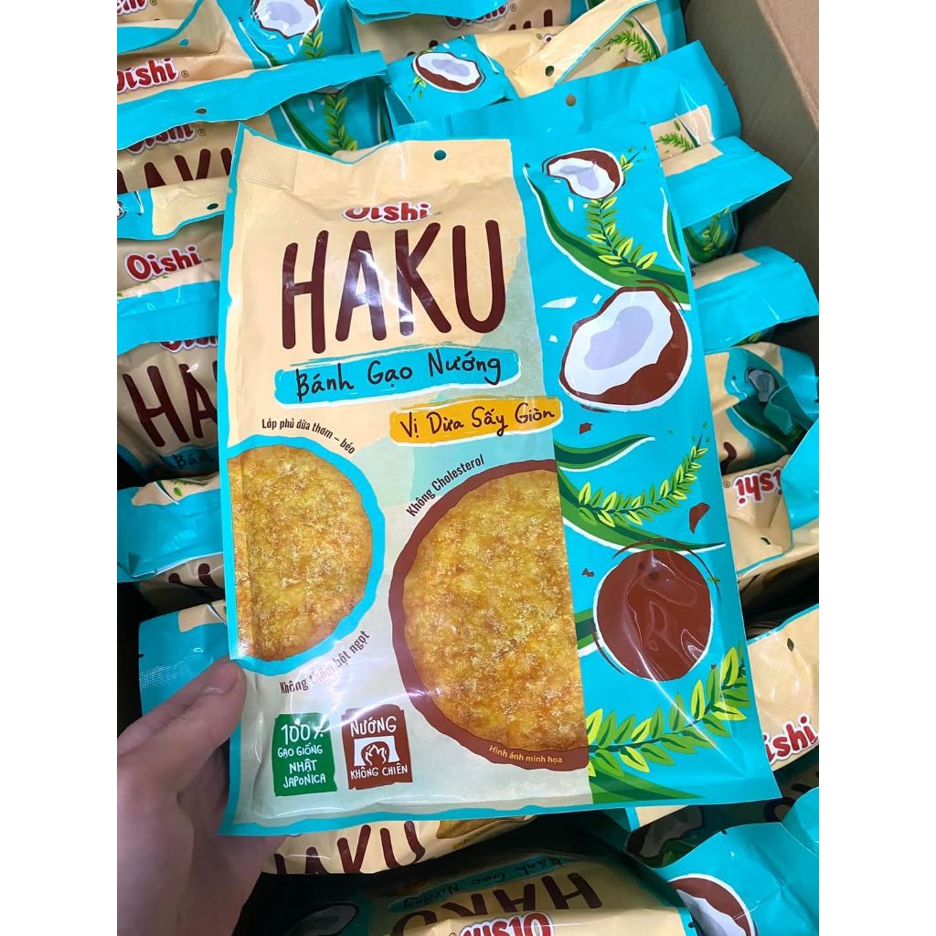 Bánh Gạo Nướng Vị Dừa Sấy Giòn HAKU Oishi 138gr