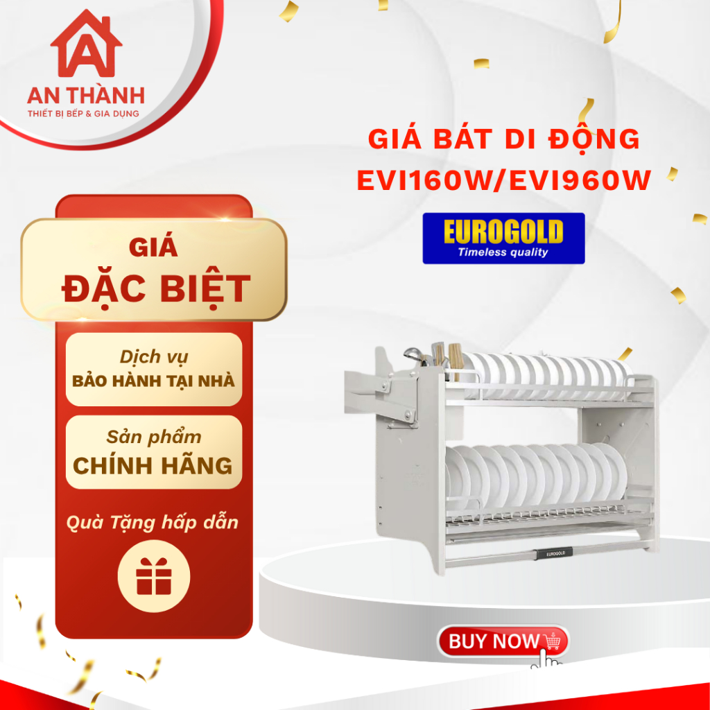 Giá Bát Di Động Eurogold EVI160W/EVI960W - Tối Ưu Sắp Xếp Bát Đĩa Gọn Gàng Khoa Học
