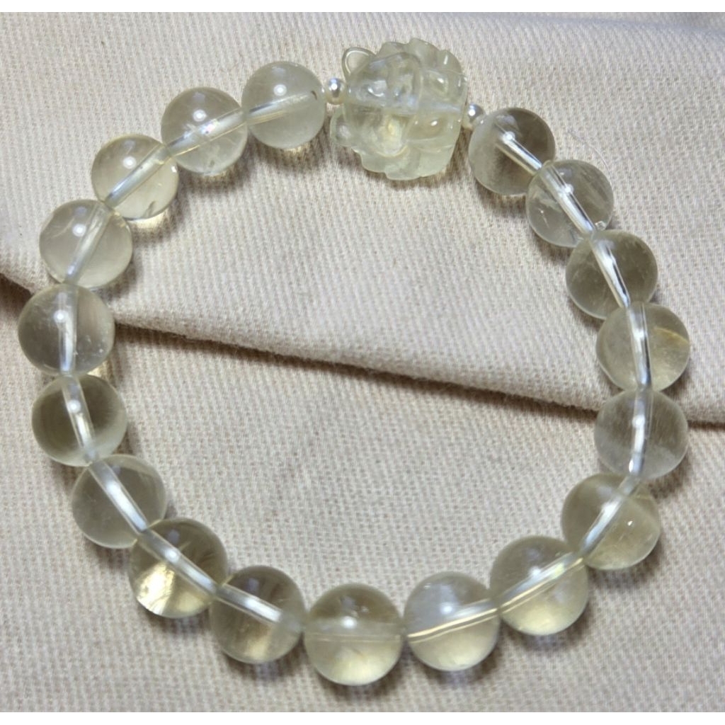 Vòng tay thạch anh vàng phối hồ ly thạch anh vàng xinh đẹp may mắn