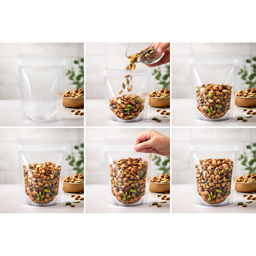 1 kg Túi Zíp đáy đứng 2 mặt trong suốt