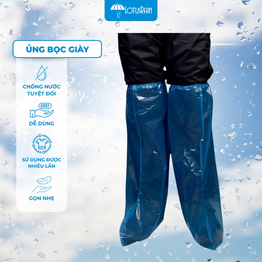 Ủng bọc giày đi mưa cao cổ. Ủng đi mưa nilon loại 1 bền đẹp, dày dặn (Sử dụng được nhiều lần)