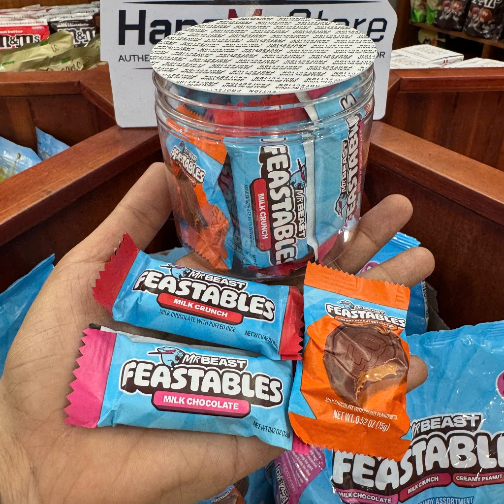 Socola Feastables MrBeast Mix 3Vị - Peanut Butter 2Cup - Milk Chocolate - Milk Crunch - Túi 70 Thanh