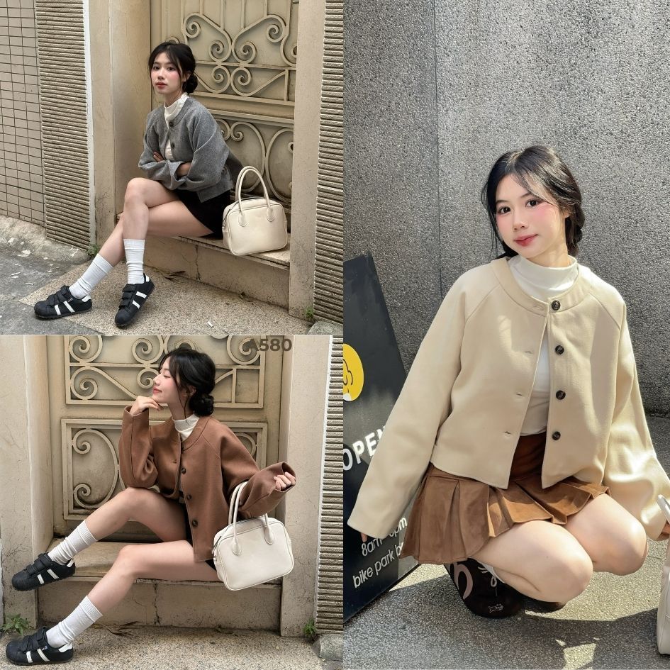 Áo khoác dạ bomber 2 lớp dáng ngắn, Áo khoác dạ mùa đông - 29feb.closet - A580 | BigBuy360 - bigbuy360.vn