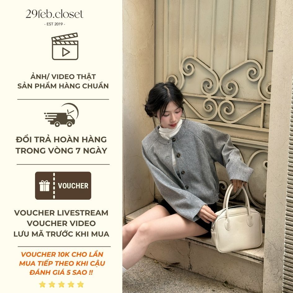 Áo khoác dạ bomber 2 lớp dáng ngắn, Áo khoác dạ mùa đông - 29feb.closet - A580 | BigBuy360 - bigbuy360.vn