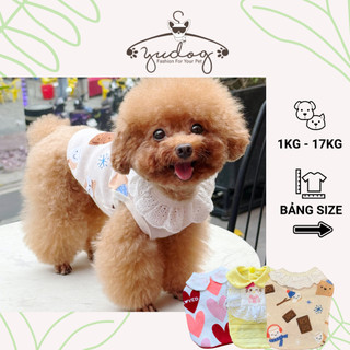  Áo dễ thương cho chó mèo thú cưng yudog áo thun phối ren cho chó mèo 