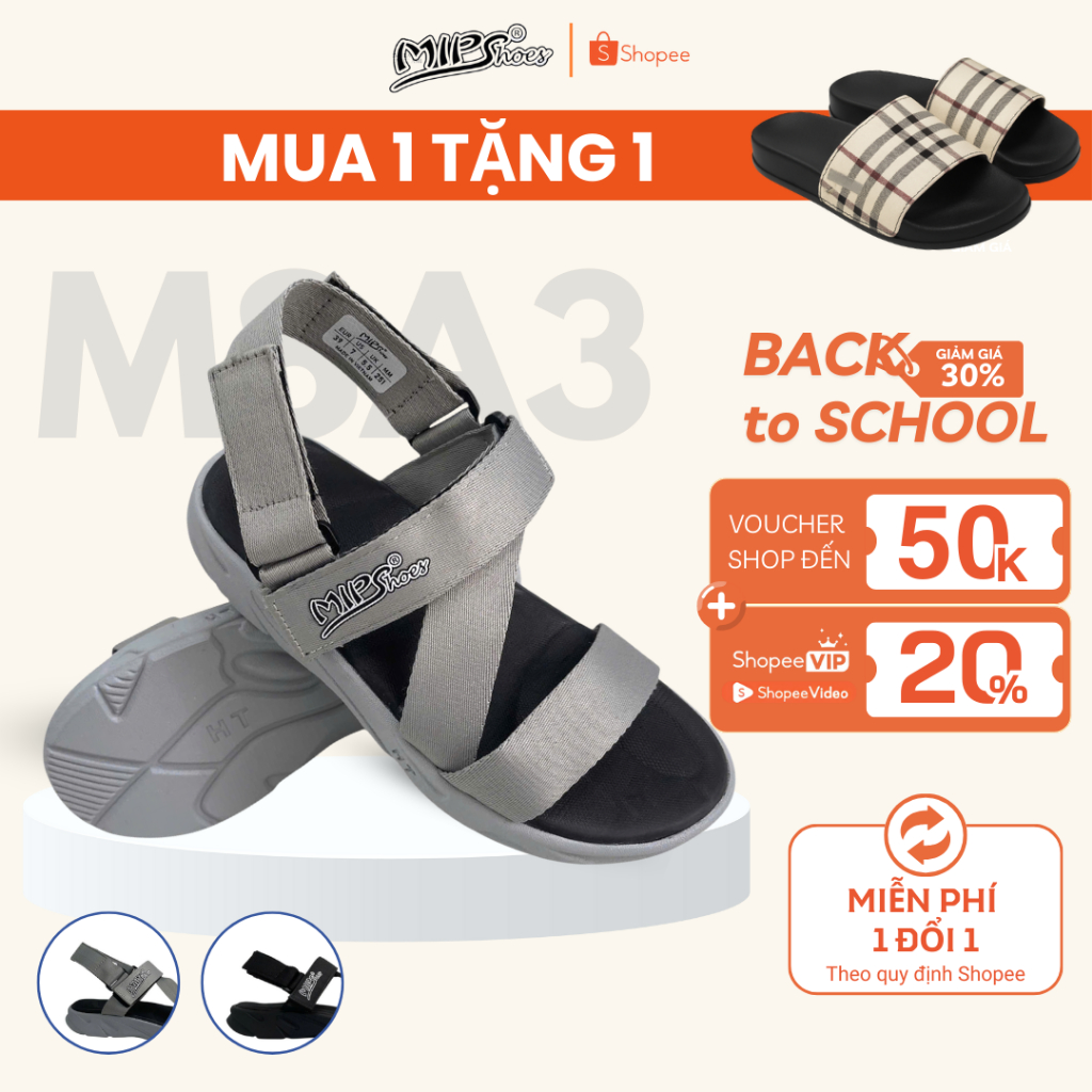 [🔥MUA 1 TẶNG 1][M8A3] Giày Dép Sandal Nam Nữ Đi Học Đi Chơi Tết Đế Cao 4cm Êm Nhẹ Quai Hậu Tháo Rời