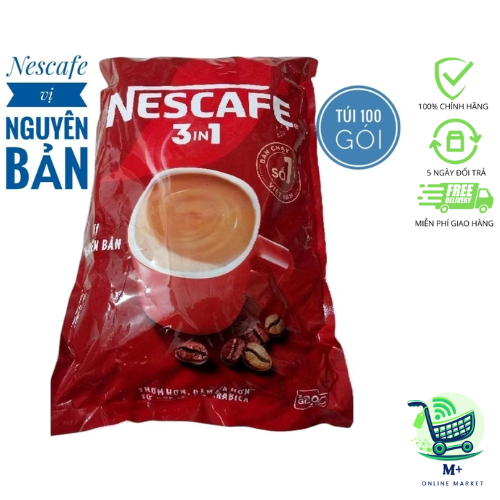 100 Gói Cà phê Nescafe 3 in 1 vị nguyên bản 16g×100 gói