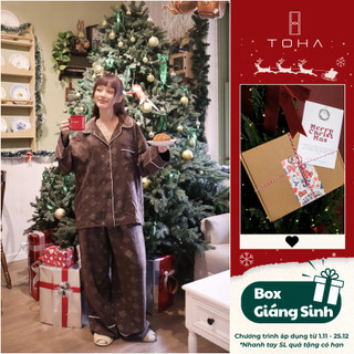   QUÀ GIÁNG SINH  TOHA Homewear Bộ Đồ Ngủ Nữ Cao Cấp Dài Tay Mặc Nhà Thoáng Mát Winter Calm Set 
