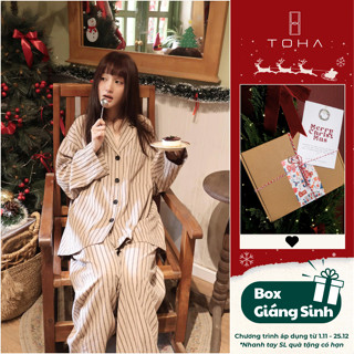   QUÀ GIÁNG SINH  TOHA Homewear Bộ Đồ Ngủ Nữ Cao Cấp Dài Tay Mặc Nhà Thoáng Mát December Lines 