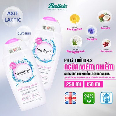 Dung Dịch Vệ Sinh Femfresh Soothing Wash - Hỗ Trợ Các Vấn Đề Vùng Kín Giúp Sạch Thơm, Tươi Mới 250ml