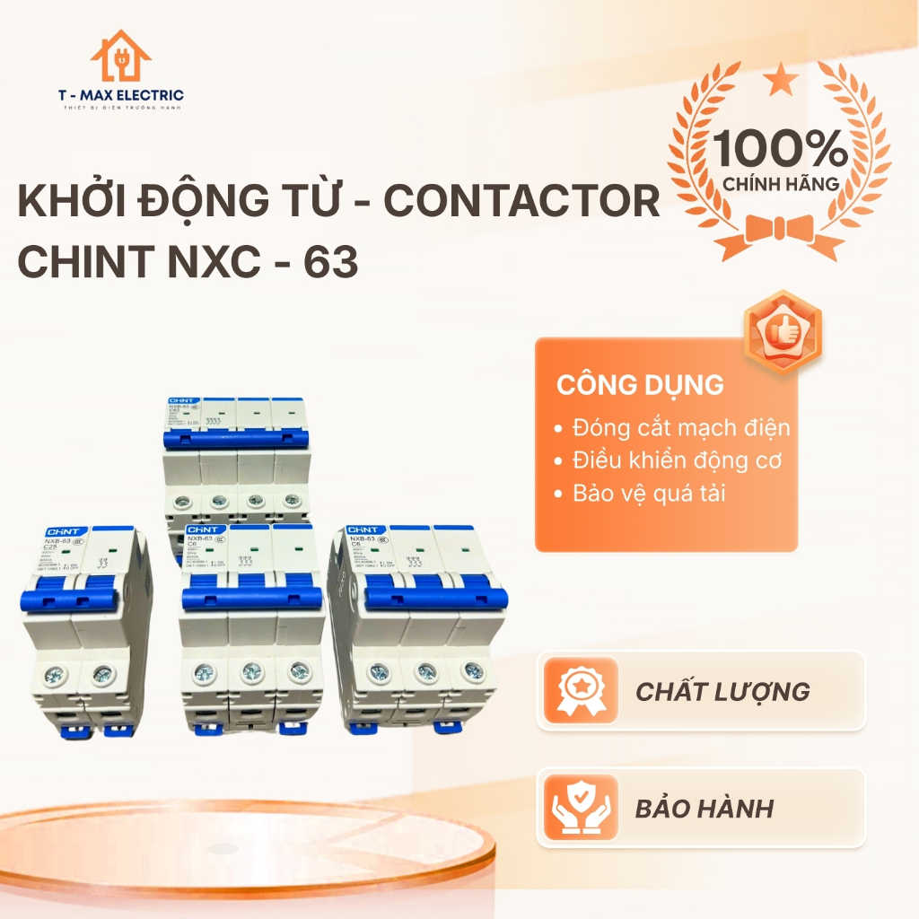 Aptomat MCB 2 Pha NXB-63 Chint 6A,10A,16A,20A,25A,32A,40A,50A,63A,80A,100,125A;Dòng Cắt