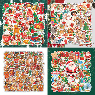  Set 50 Miếng Dán Sticker Giáng Sinh Noel Hình Ông Già Noel Bánh Gừng Tuần Lộc Sticker Quà Tặng Dán Mũ Bảo Hiểm 
