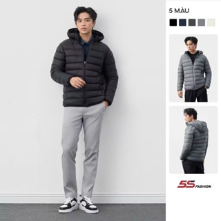  Áo Khoác Phao Nam Siêu Nhẹ Air-PUFFER HEATLOCK 5S FASHION Có Mũ Tháo Rời Trơn Basic M0APH25011 