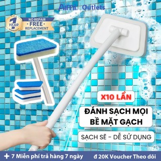 Bàn Chải Cọ Rửa Vệ Sinh Đa Năng Tay Cầm Dài, Bàn Chải Sàn Nhà Tắm Tạo Bọt Mềm Mịn