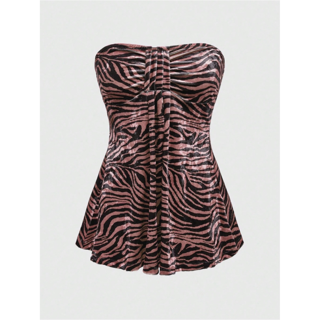 Y2K Leopard Print Top / Áo Ống Da Báo Nhung Y2K / Burn the Earth