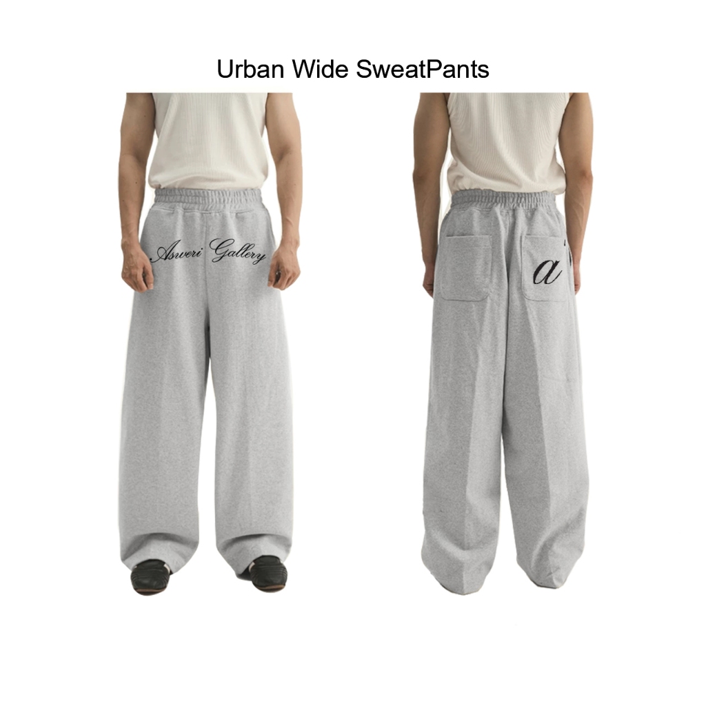 [𝗦𝗮𝗹𝗲 𝟭𝟱-𝟬𝟭 𝘁𝗮̣̆𝗻𝗴 𝘁𝘂́𝗶] URBAN WIDE SWEATPANTS - QUẦN DÁNG RỘNG - LOGO A - Asweri - Nỉ chân cua 450g