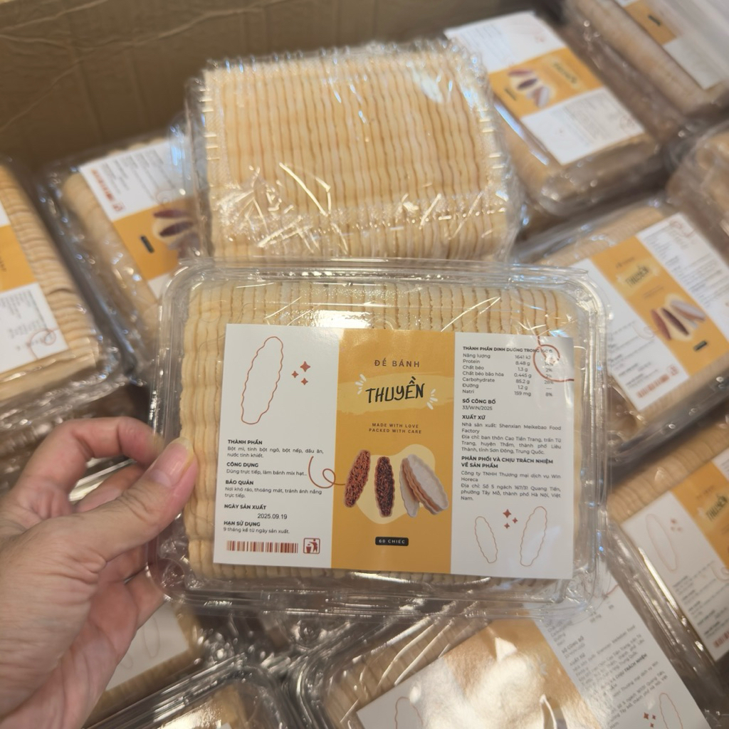 Đế bánh thuyền hộp 60 cái, đế bánh thuyền hạt ngũ cốc