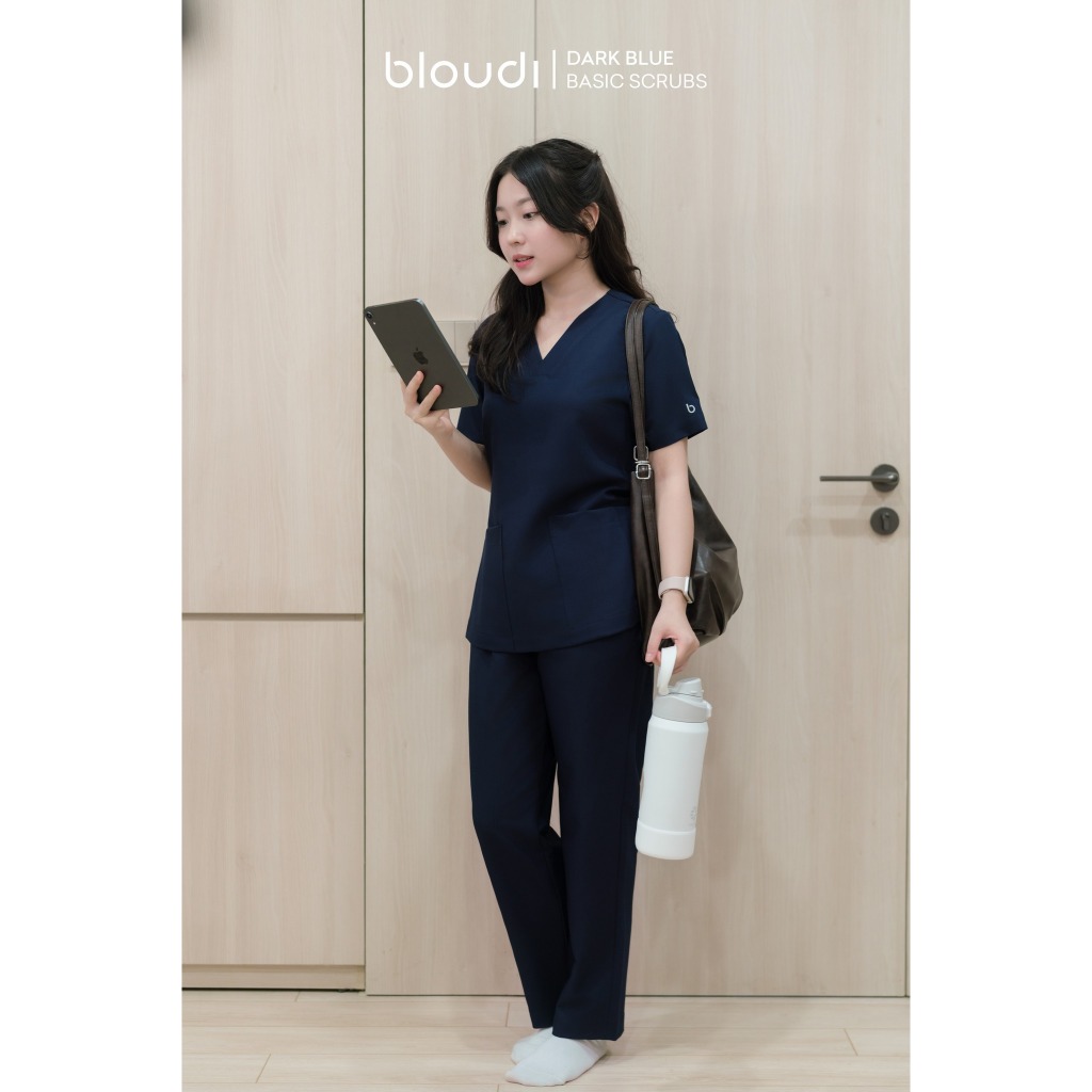 Bộ Scrubs Bác Sĩ Nữ Bloudi Basic Cotton Cao Cấp, đồng phục phòng khám, bệnh viện