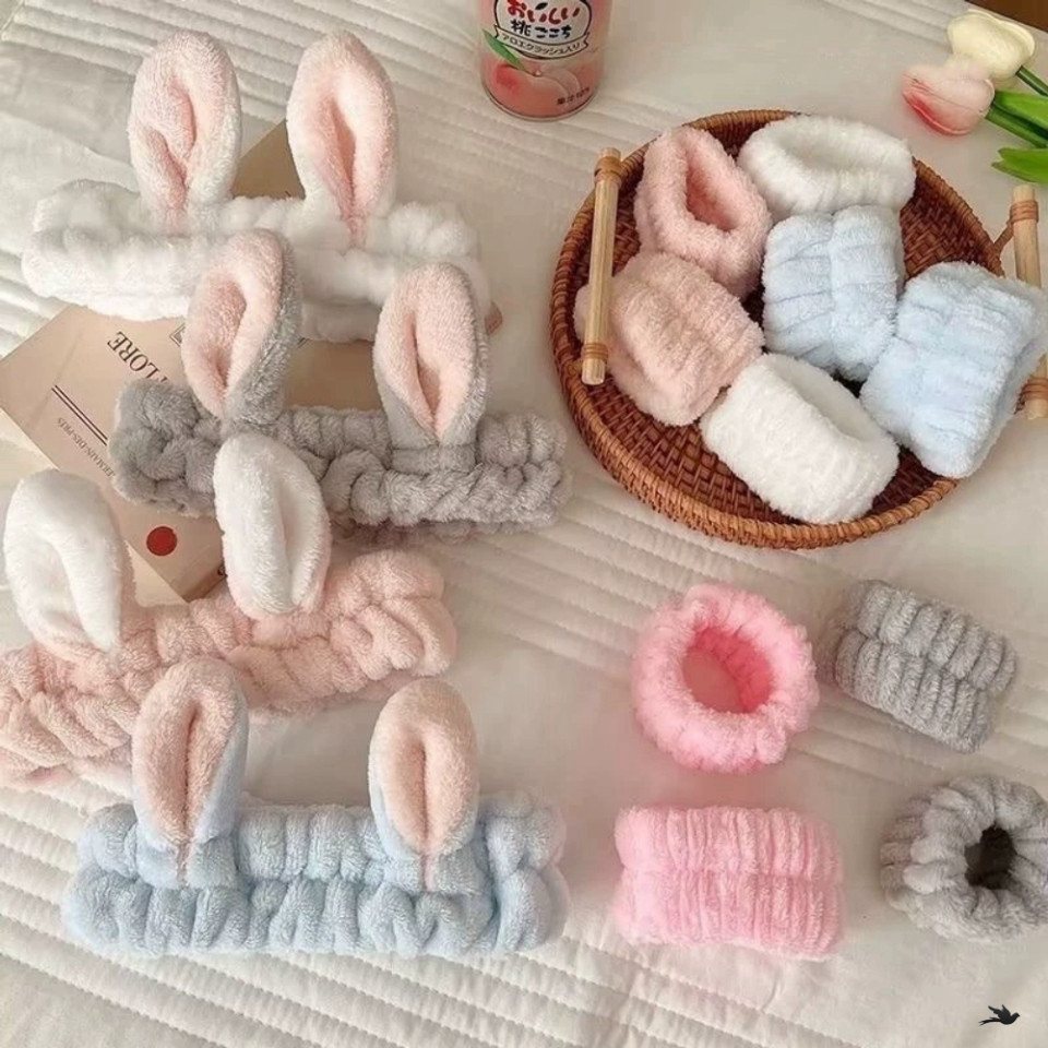 Băng Đô Cài Tóc Rửa Mặt Dễ Thương Tai Thỏ Vô Tri kute Cho Nam Nữ - Băng Đô Siêu Cute