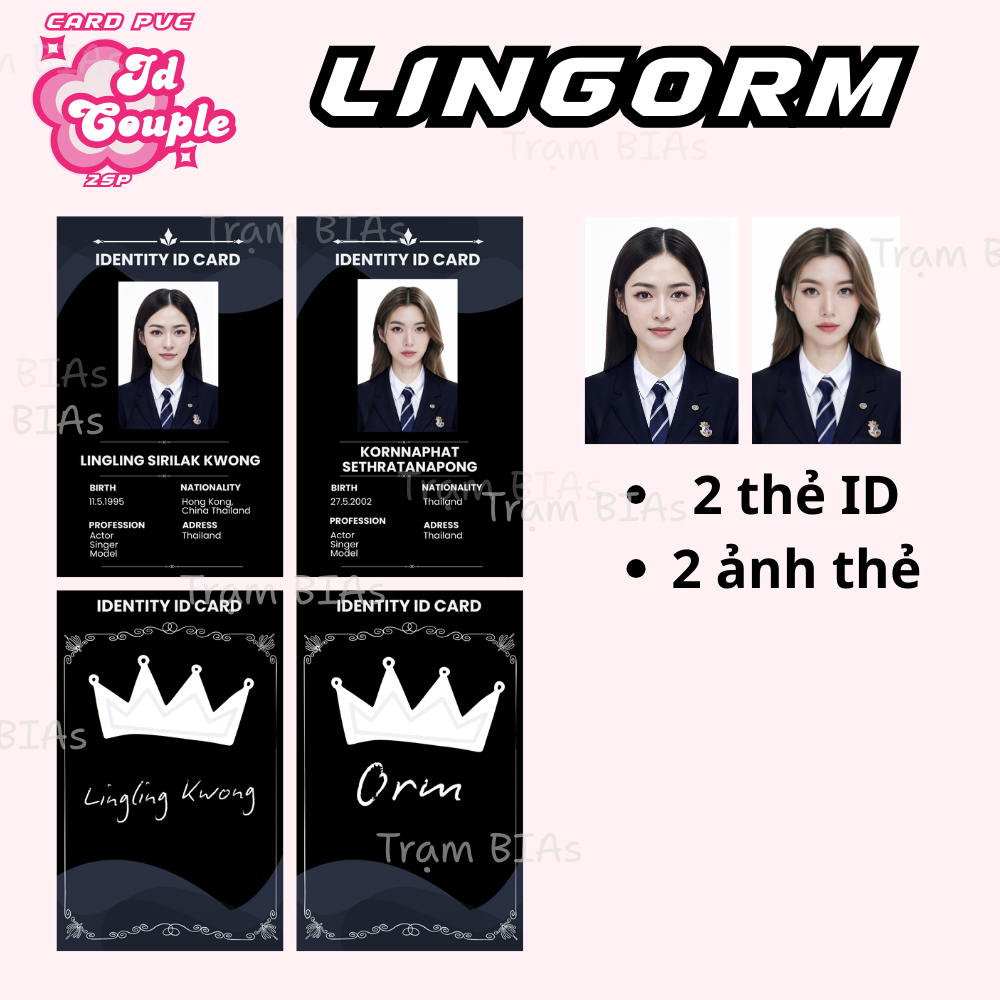2 Thẻ PVC Thiết Kế ID Card couple Girl love - 2 thẻ