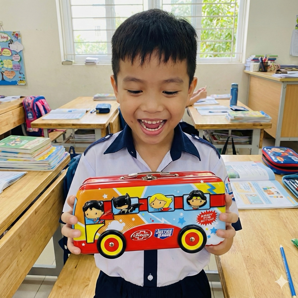 Hộp bút hình ô tô 2 ngăn bằng thiếc