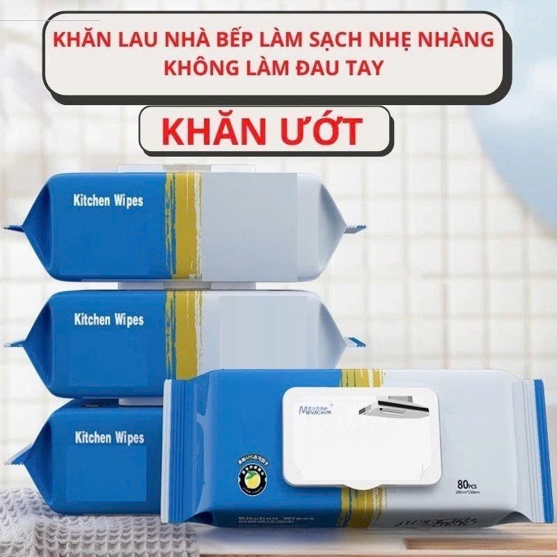 Thùng  10 gói khăn lau bếp hương chanh thơm mát 1 gói 80 tờ