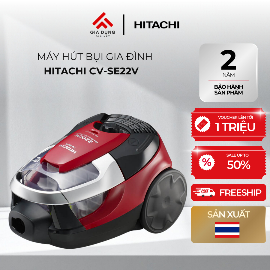 Máy Hút Bụi Hút Xoáy Hitachi CV-SE22V - Công suất 2200W - Dung tích 2,0L - Bộ lọc Hepa & Nano Titanium - Bảo hành 2 năm