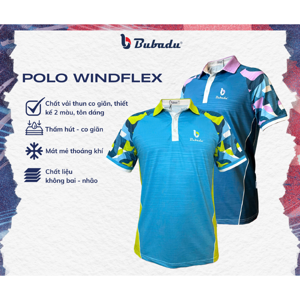 [CHÍNH HÃNG BUBADU] Áo thể thao thi đấu WINDFLEX BUBADU thoáng mát cầu lông, pickleball Top Sport