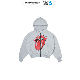   DCxRS  Áo Khoác DirtyCoins Hoodie Zip Up Vint Tongue Grey 