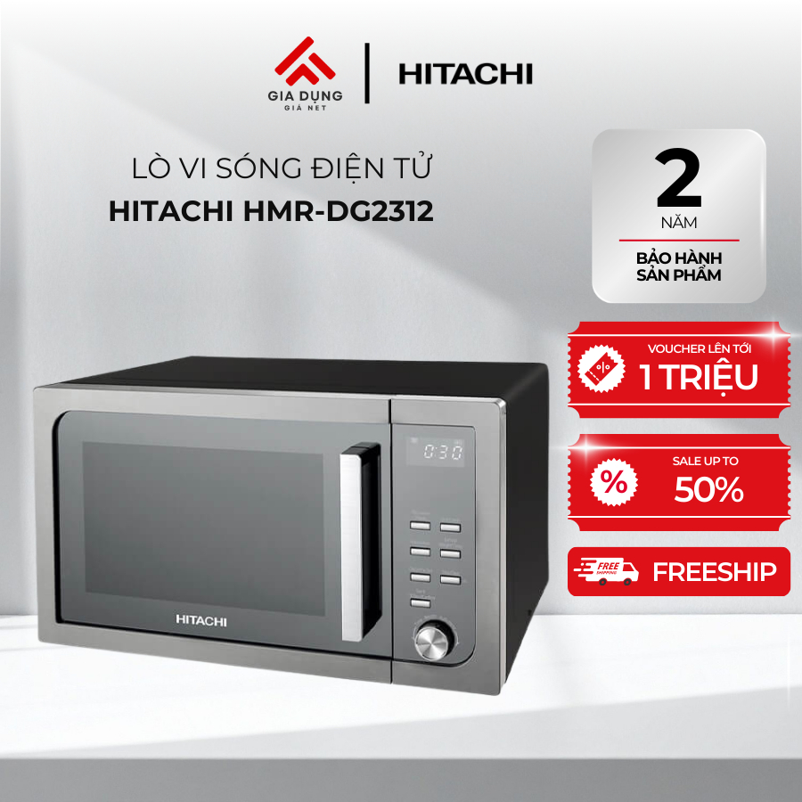 Lò Vi Sóng Điện tử Hitachi HMR-DG2312 - Dung tích 23L - Công suất 800W - 5 mức công suất - Bảo hành chính hãng 24 tháng