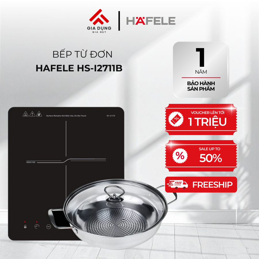 Bếp Từ Đơn Hafele HS-I2711B (536.61.890) - Tặng kèm Nồi - Công suất 2000W - 10 mức công suất - Bảo h
