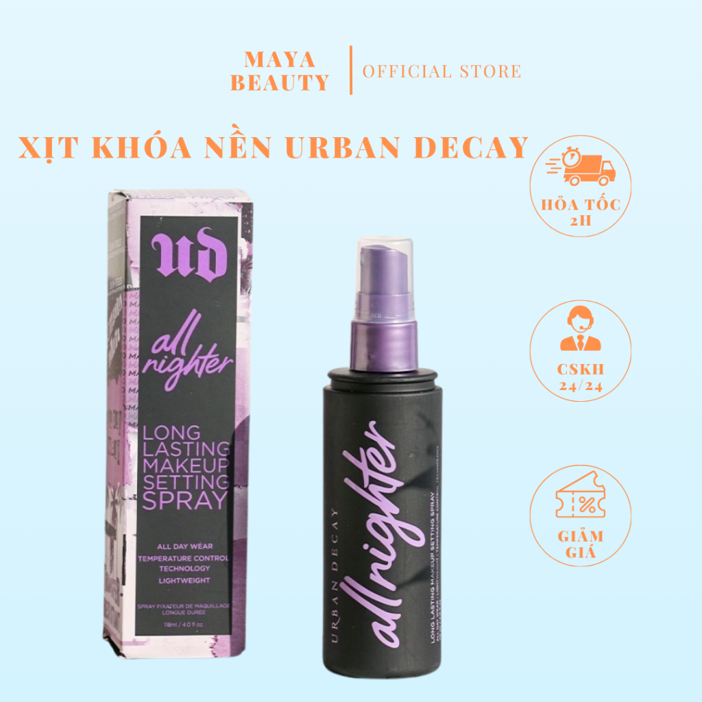 Xịt khóa Urban decay 118ml Xịt khoá nền makeup Urban Decay All Night Khoá Trang Điểm - MAYA.BEAUTY