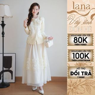  Set váy Vân Nhã thiết kế LA.NA DESIGN áo chất taffta phối tơ hoa mềm mịn thanh lịch - SV429 