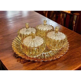 Bộ khay mứt tết thủy tinh pha lê (6 thố + 1 khay thuỷ tinh)