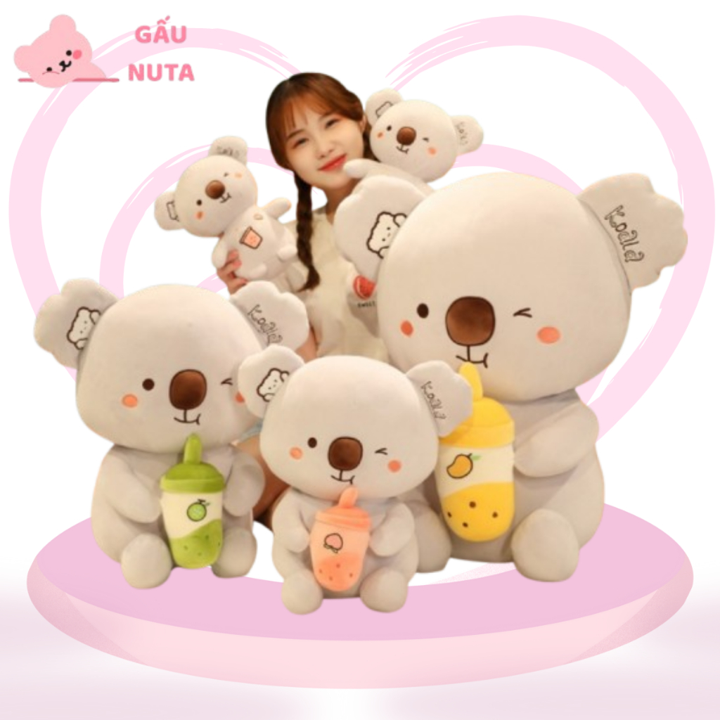 Gấu Nhồi Bông Gấu Koala Bú Bình Sữa - Gấu Bông Gấu Koala Ôm Bình Cao Cấp NUTA