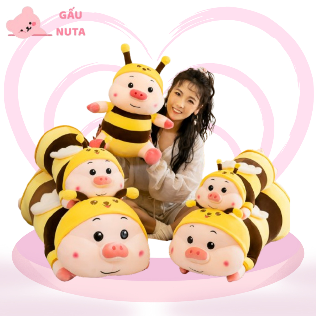 Gấu Bông Heo Ong Dễ Thương , Gấu Bông Heo Ong Cosplay, Gối Ôm Hình Heo Lai Ong NUTA