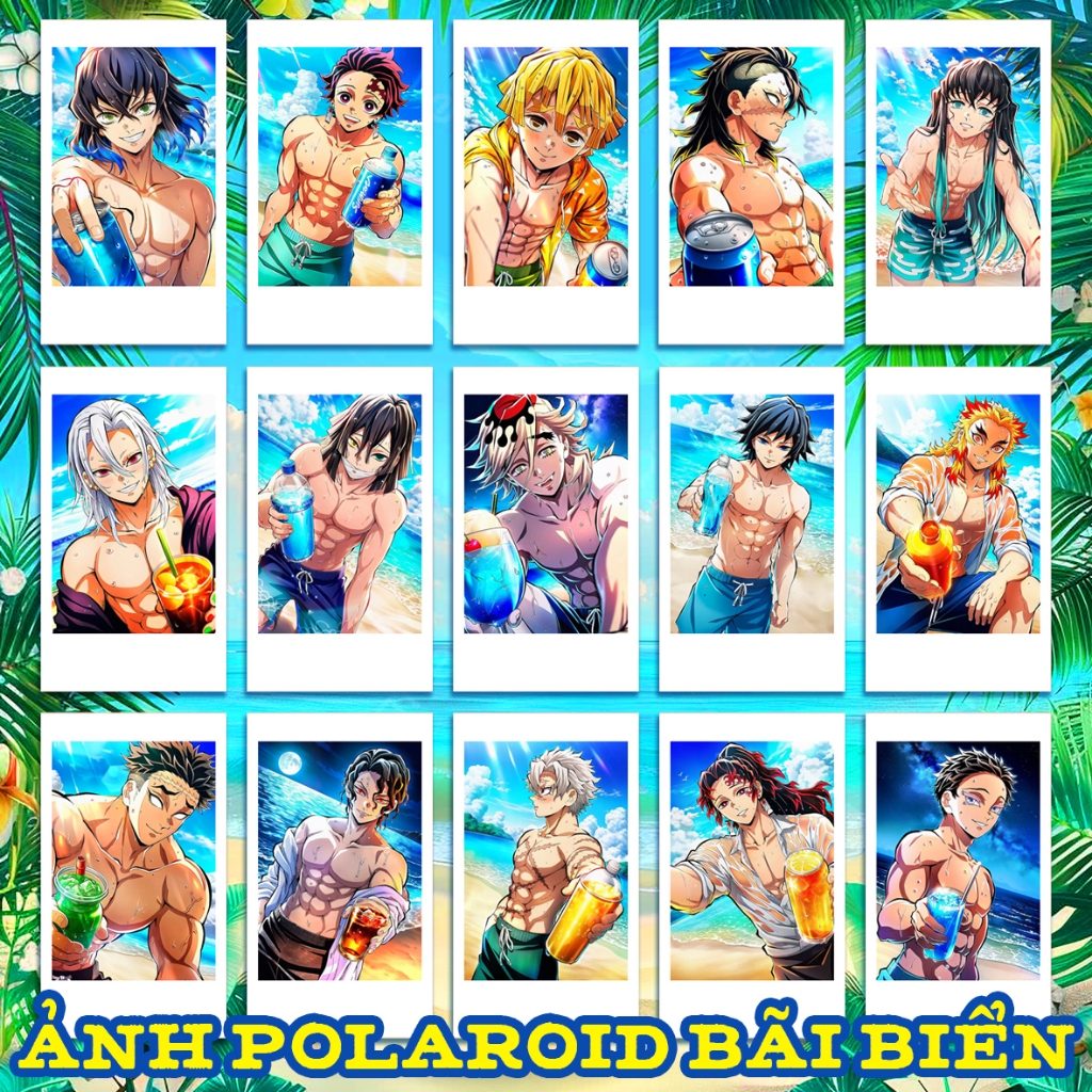 Ảnh card polaroid KIMETSU NO YAIBA KNY Tanjiro Muichiro Rengoku Giyuu Sanemi Muzan Douma Akaza