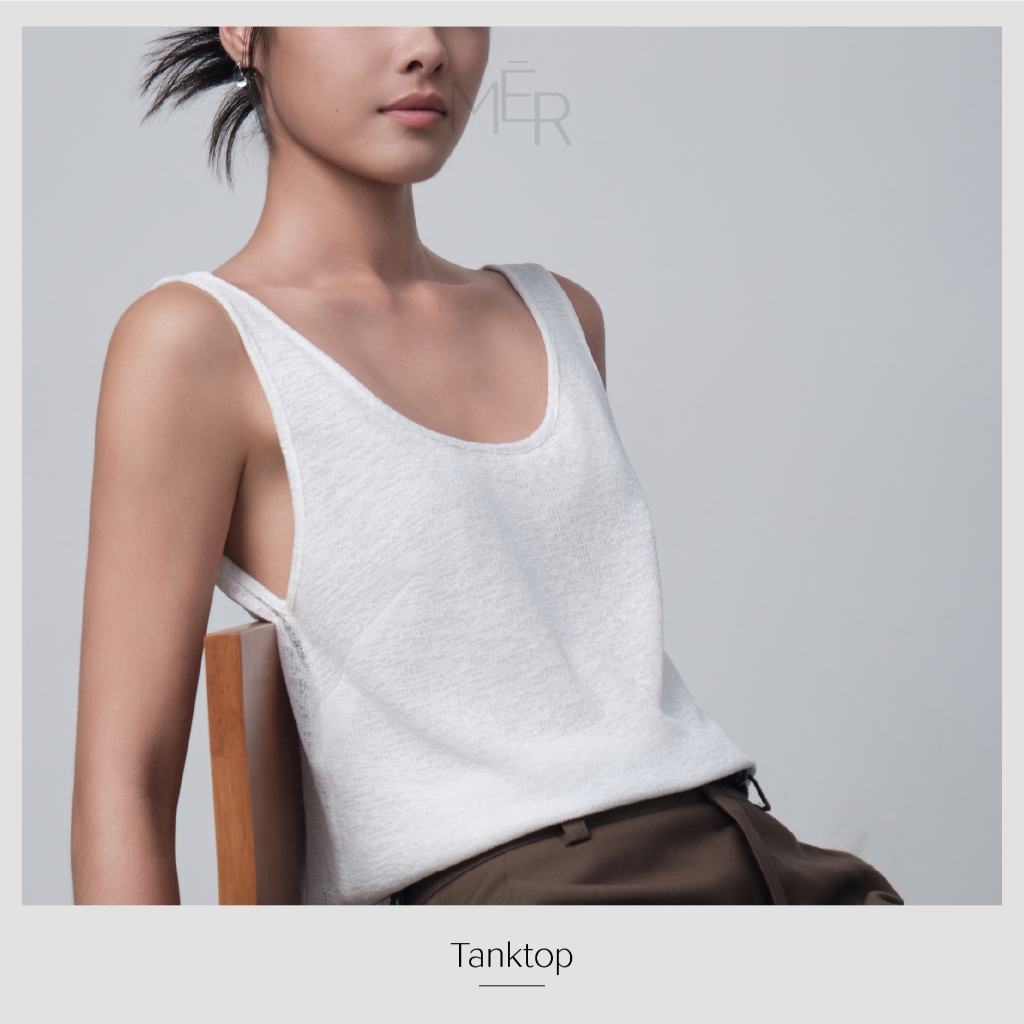 Áo Tank Top Ba Lỗ Trắng Hở Lưng - MER Tank Top