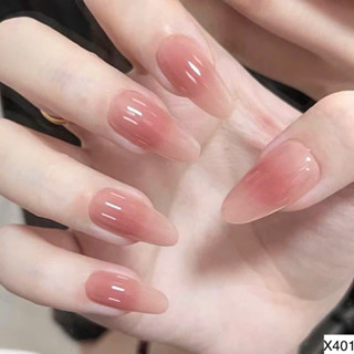  X401 - Móng Tay Giả nail thạch hồng bộ 30 móng kèm keo shop loan kim nail giả mẫu tết 2026 