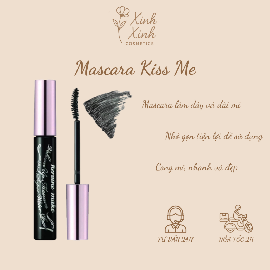 Mascara Kiss Me Không Lem Trôi, Giúp Nâng Cong Và Làm Dài Mi Kissme Mascara Long Up WP 6g - Xinh.Cos