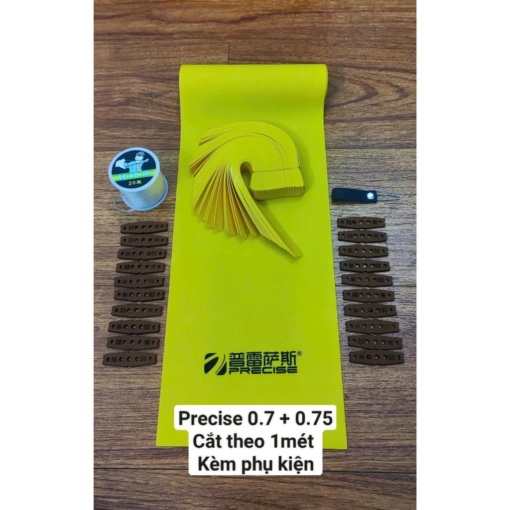 com bo 1m dây thun ná cao su chĩnh hãng precise 0.7 với 0.75 cắt sẵn khổ tới má kèm phụ kiện 13cm 14