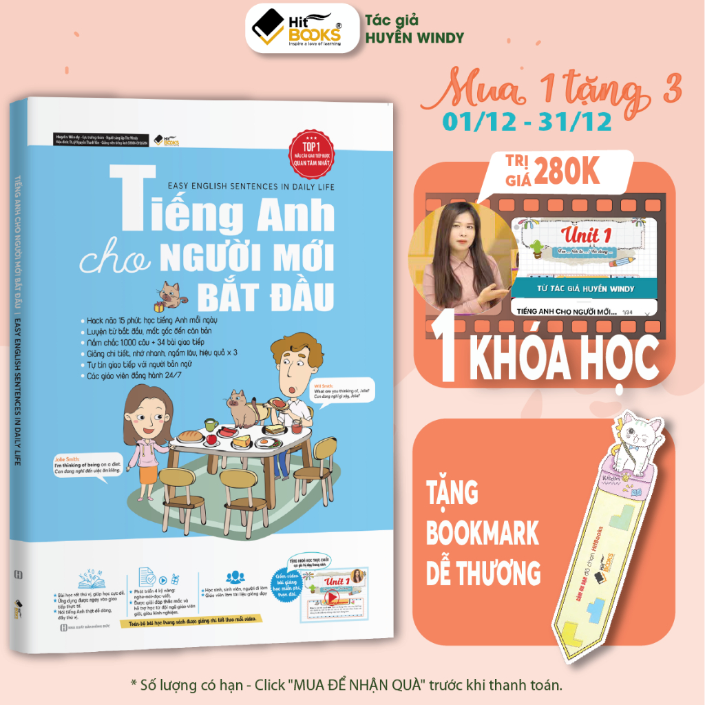 Sách - Tiếng Anh Cho Người Mới Bắt Đầu - TẶNG KÈM KHOÁ HỌC HITBOOKS