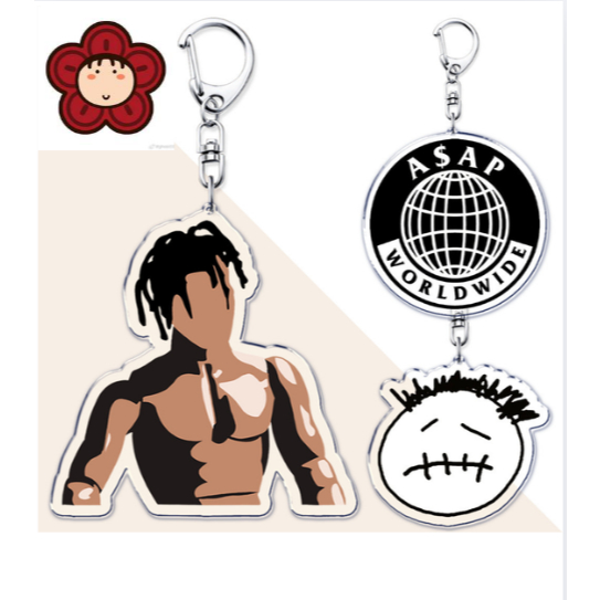 Móc khoá  Singer Keychains for Accessories Bag Cactus Jack Rapper Music Key Chain Ring Fans Gifts Fr