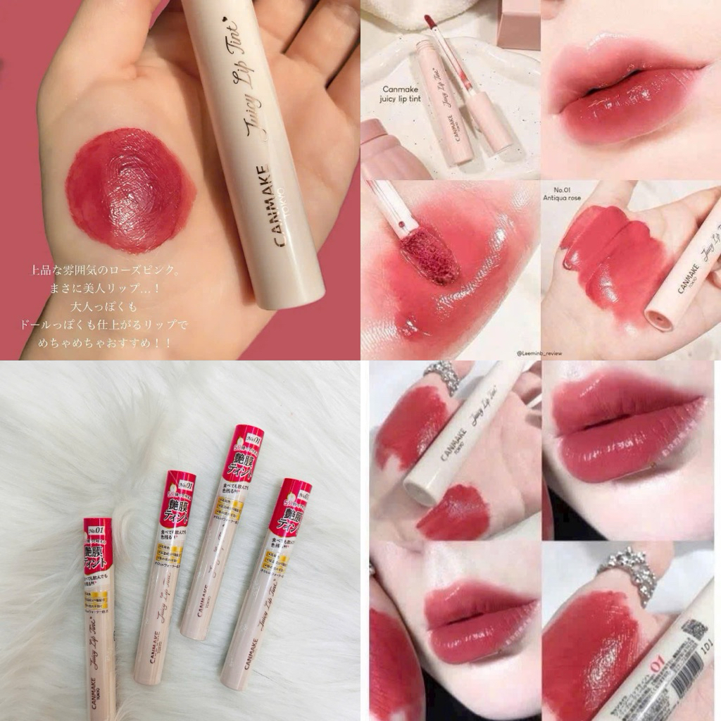 💗 CANMAKE Juicy Lip Tint – Màu 01 Màu hồng đỏ rose-pink đẹp đỉn