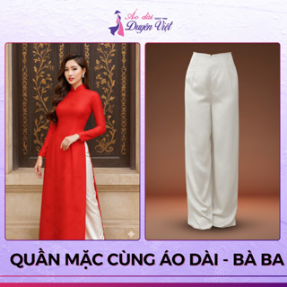  Quần Áo Dài Phi Bóng Nữ Form Suông Lưng Khóa  Kéo– Mặc Áo Dài Áo Bà Ba Ống Rộng Đủ Size S-3XL. 