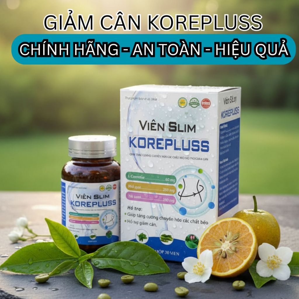 Viên uống giảm cân Slim KorePluss - Giảm béo an toàn, hiệu quả - Hỗ trợ giảm 8-10 kg - Hộp 30 viên chính hãng