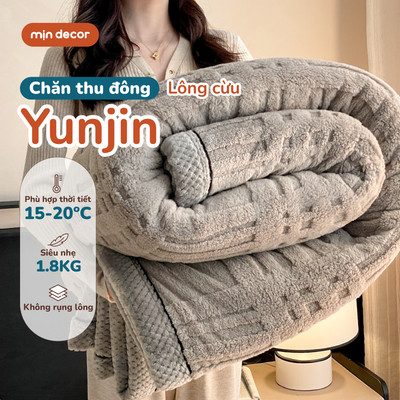 Chăn Lông Cừu Yunjin Mịn Decor, Chăn Lông Kích Thước 2mx2m2 Không Rụng Lông, Cân Nặng 1,8kg