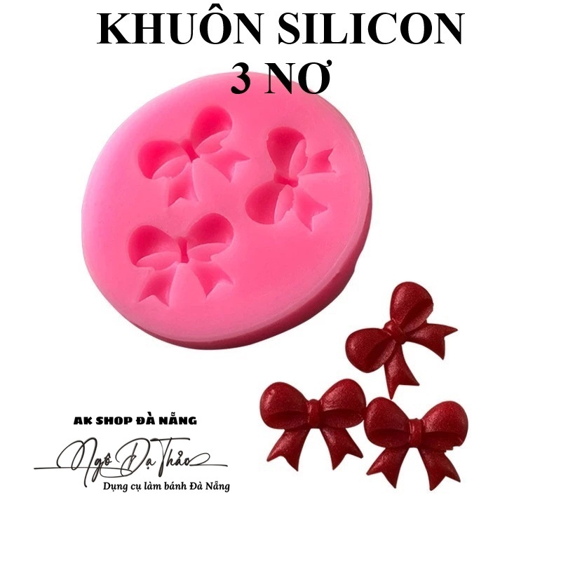 Khuôn silicon tạo hình fondant 3 nơ nhí  ( AKSHOPCAMLE 2505.091 )