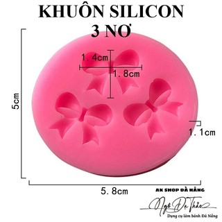 Khuôn silicon tạo hình fondant 3 nơ nhí  ( AKSHOPCAMLE 2505.091 )