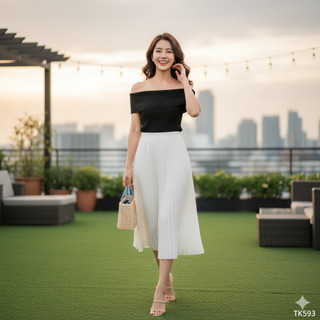 Áo thun gân trễ vai basic dạo phố siêu xinh